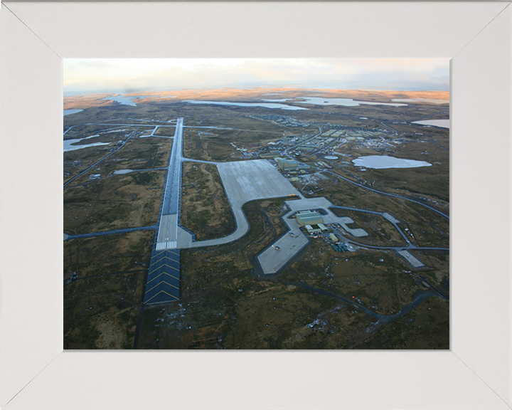 RAF Mount Pleasant Falklands Aerial Image Photo Print Wall Art Decor Poster Posters, Prints, & Visual Artwork Hampshire Prints 10 x 8 White Frame No
