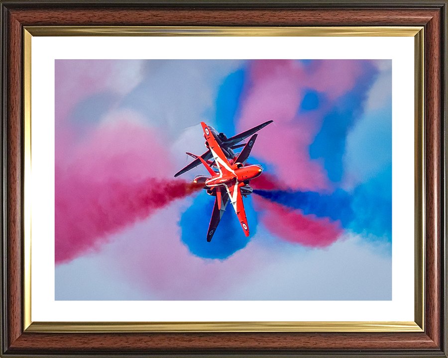 Framed print of the RAF Red Arrows aerobatic display team